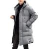 image:imageCHARTOU Mens Winter Thermal Hooded Quilted Parka Waterproof Anorak Puffer Jacket OvercoatGrey
