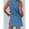 image:imageCHARTOU Summer Denim Dress for Women Button Down Sleeveless Cowgirl Mini Jean Dress with BeltBlue