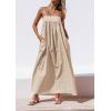 image:imageCHARTOU Woman Summer Spaghetti Straps Loose Maxi Long Holiday Beach Dress with PocketsApricot
