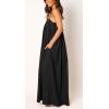 image:imageCHARTOU Woman Summer Spaghetti Straps Loose Maxi Long Holiday Beach Dress with PocketsBlack