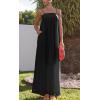 image:imageCHARTOU Woman Summer Spaghetti Straps Loose Maxi Long Holiday Beach Dress with PocketsBlack