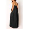 image:imageCHARTOU Woman Summer Spaghetti Straps Loose Maxi Long Holiday Beach Dress with PocketsBlack