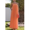 image:imageCHARTOU Woman Summer Spaghetti Straps Loose Maxi Long Holiday Beach Dress with PocketsOrange