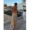 image:imageCHARTOU Women Backless Dress Summer 2026 Halter Floral Boho Maxi Dress Long Flowy Beach Vacation SundressOrange