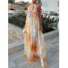 image:imageCHARTOU Women Backless Dress Summer 2026 Halter Floral Boho Maxi Dress Long Flowy Beach Vacation SundressOrange