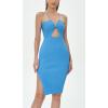 image:imageCHARTOU Women Bodycon Sleeveless Midi Dress Sexy V Neck Side Slit Ribbed Knit Tank DressesBlue
