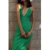 image:imageCHARTOU Women Bodycon Sleeveless Midi Dress Sexy V Neck Side Slit Ribbed Knit Tank DressesGreen