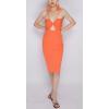 image:imageCHARTOU Women Bodycon Sleeveless Midi Dress Sexy V Neck Side Slit Ribbed Knit Tank DressesOrange