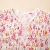 image:imageCHARTOU Women Floral Boho Chiffon Shirt V Neck Balloon Long Sleeve Shirred Tunic Top BlousesPink