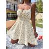 image:imageCHARTOU Women Floral Boho Spaghetti Strap Sundress Sleeveless Smocked A Line Mini DressApricot