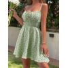 image:imageCHARTOU Women Floral Boho Spaghetti Strap Sundress Sleeveless Smocked A Line Mini DressGreen
