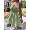image:imageCHARTOU Women Floral Boho Spaghetti Strap Sundress Sleeveless Smocked A Line Mini DressGreen