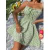 image:imageCHARTOU Women Floral Boho Spaghetti Strap Sundress Sleeveless Smocked A Line Mini DressGreen