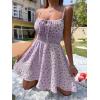 image:imageCHARTOU Women Floral Boho Spaghetti Strap Sundress Sleeveless Smocked A Line Mini DressPurple