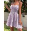 image:imageCHARTOU Women Floral Boho Spaghetti Strap Sundress Sleeveless Smocked A Line Mini DressPurple