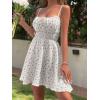 image:imageCHARTOU Women Floral Boho Spaghetti Strap Sundress Sleeveless Smocked A Line Mini DressWhite