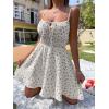 image:imageCHARTOU Women Floral Boho Spaghetti Strap Sundress Sleeveless Smocked A Line Mini DressWhite