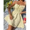 image:imageCHARTOU Women Floral Boho Spaghetti Strap Sundress Sleeveless Smocked A Line Mini DressYellow