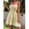 image:imageCHARTOU Women Floral Boho Spaghetti Strap Sundress Sleeveless Smocked A Line Mini DressYellow