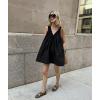 image:imageCHARTOU Women Floral Lace Mini Dress Sexy V Neck Sleeveless Summer Beach Vacation Tunic Shift DressBlack