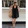 image:imageCHARTOU Women Floral Lace Mini Dress Sexy V Neck Sleeveless Summer Beach Vacation Tunic Shift DressBlack