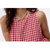 image:imageCHARTOU Women Gingham Plaid Sleeveless Dress A Line Mini Dress with Side Wooden Button Casual Summer Sundress for VacationRed