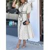 image:imageCHARTOU Women Polka Dot Maxi Dress Lapel Puff Sleeve Button Down Summer Flowy Dress with BeltWhite