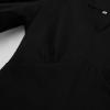 image:imageCHARTOU Women Puff Sleeve Short Dress Cotton Linen V Neck A Line Elastic High Waist Lace Up Vacation DressBlack