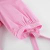 image:imageCHARTOU Women Puff Sleeve Short Dress Cotton Linen V Neck A Line Elastic High Waist Lace Up Vacation DressPink