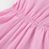 image:imageCHARTOU Women Puff Sleeve Short Dress Cotton Linen V Neck A Line Elastic High Waist Lace Up Vacation DressPink