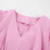 image:imageCHARTOU Women Puff Sleeve Short Dress Cotton Linen V Neck A Line Elastic High Waist Lace Up Vacation DressPink