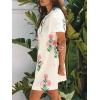 image:imageCHARTOU Women Summer Boho Floral Dress Short Puff Sleeve V Neck Trim Loose Mini Dress Casual Beach SundressBeige