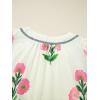image:imageCHARTOU Women Summer Boho Floral Dress Short Puff Sleeve V Neck Trim Loose Mini Dress Casual Beach SundressBeige