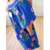 image:imageCHARTOU Women Summer Boho Floral Dress Short Puff Sleeve V Neck Trim Loose Mini Dress Casual Beach SundressBlue