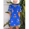 image:imageCHARTOU Women Summer Boho Floral Dress Short Puff Sleeve V Neck Trim Loose Mini Dress Casual Beach SundressBlue