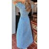 image:imageCHARTOU Women Summer Denim Dress Puff Sleeve Cinched Waist Button Down Long Denim DressBlue