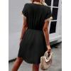 image:imageCHARTOU Women Summer Lace Crochet Knit Chiffon Mini Dress Short Sleeve High Waist A Line DressBlack