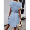 image:imageCHARTOU Women Summer Lace Crochet Knit Chiffon Mini Dress Short Sleeve High Waist A Line DressDark Blue