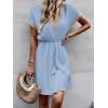 image:imageCHARTOU Women Summer Lace Crochet Knit Chiffon Mini Dress Short Sleeve High Waist A Line DressDark Blue