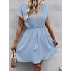 image:imageCHARTOU Women Summer Lace Crochet Knit Chiffon Mini Dress Short Sleeve High Waist A Line DressDark Blue