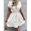 image:imageCHARTOU Women Summer Lace Crochet Knit Chiffon Mini Dress Short Sleeve High Waist A Line DressWhite