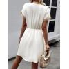 image:imageCHARTOU Women Summer Lace Crochet Knit Chiffon Mini Dress Short Sleeve High Waist A Line DressWhite