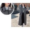 image:imageCHARTOU Womens Elegant Lapel Collar Single Breast Houndstooth Plaid Woolen Long Jacket OvercoatBlack