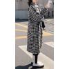 image:imageCHARTOU Womens Elegant Lapel Collar Single Breast Houndstooth Plaid Woolen Long Jacket OvercoatBlack