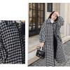image:imageCHARTOU Womens Elegant Lapel Collar Single Breast Houndstooth Plaid Woolen Long Jacket OvercoatBlack