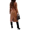 image:imageCHARTOU Womens Elegant Lapel Collar Wool Blend Midi Long Trench Overcoat Jacket with BeltKhaki