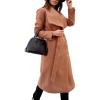 image:imageCHARTOU Womens Elegant Lapel Collar Wool Blend Midi Long Trench Overcoat Jacket with BeltKhaki