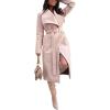image:imageCHARTOU Womens Elegant Lapel Collar Wool Blend Midi Long Trench Overcoat Jacket with BeltPink