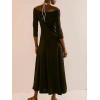 image:imageCHARTOU Womens Long Sleeve Off Shoulder Long Dress Midi Waist A line Maxi Dress Slim Flowy Swing Sun DressBlack