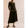 image:imageCHARTOU Womens Long Sleeve Off Shoulder Long Dress Midi Waist A line Maxi Dress Slim Flowy Swing Sun DressBlack